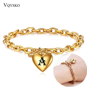 Heart Charm Chain Bracelet Stainless Steel Bracelet for Women