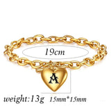 Heart Charm Chain Bracelet Stainless Steel Bracelet for Women