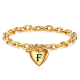 Heart Charm Chain Bracelet Stainless Steel Bracelet for Women