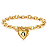 Heart Charm Chain Bracelet Stainless Steel Bracelet for Women