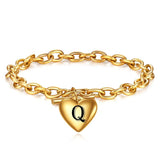 Heart Charm Chain Bracelet Stainless Steel Bracelet for Women