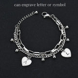 Customize Letter Symbol Chain Heart Bracelets Stainless Steel