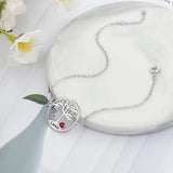 Personalized Tree of Life Engraved Bracelet with 2 Birthstones