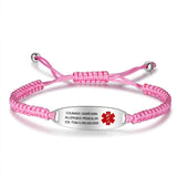 Personalized Medical Bracelet Stainless Steel Engrave Name Pink Bangles