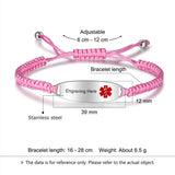 Personalized Medical Bracelet Stainless Steel Engrave Name Pink Bangles