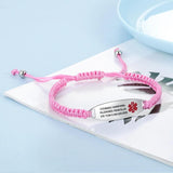Personalized Medical Bracelet Stainless Steel Engrave Name Pink Bangles