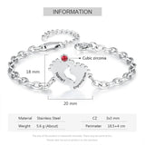 Personalized Baby Feet Charm Bracelet with Name, Date & Birthstone