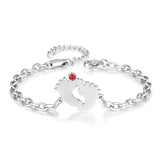 Personalized Baby Feet Charm Bracelet with Name, Date & Birthstone