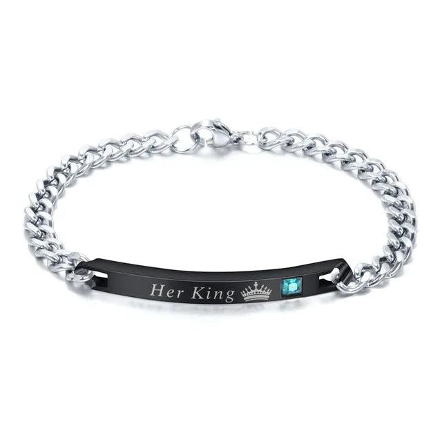 Personalized Stainless Steel Name Date Engraved Couple Bracelets