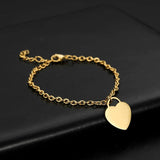 Lemegeton Love Heart Name Bracelet Stainless Steel Chain Charm Jewelry