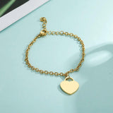 Lemegeton Love Heart Name Bracelet Stainless Steel Chain Charm Jewelry
