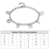 JewelOra Personalized Name A-Z Initial Bracelet Stainless Steel