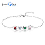 Personalized Mother Bracelet with 4 Birthstones Zircon Bracelets