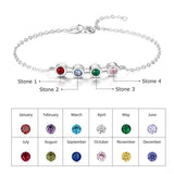 Personalized Mother Bracelet with 4 Birthstones Zircon Bracelets