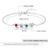 Personalized Mother Bracelet with 4 Birthstones Zircon Bracelets