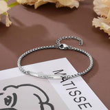 Custom Engraved ID Bracelet for Women, Stainless Steel Name Bar