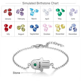 Personalized Good Luck Fatima Hand Bracelet with Birthstone Engraving Name