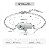 Personalized Good Luck Fatima Hand Bracelet with Birthstone Engraving Name