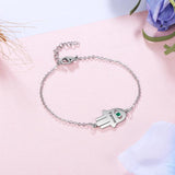 Personalized Good Luck Fatima Hand Bracelet with Birthstone Engraving Name