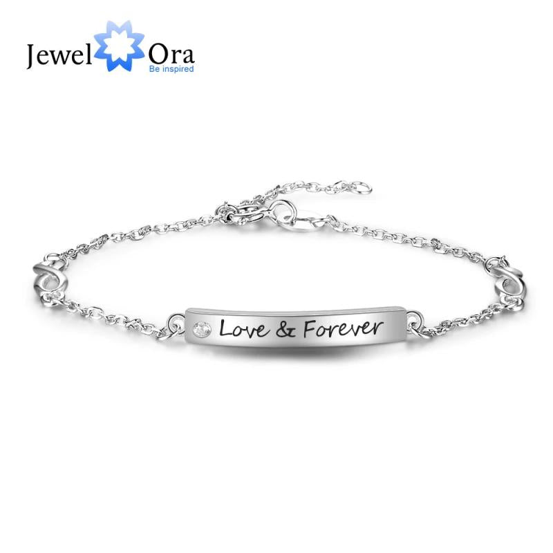 Custom Name Bar Bracelet with Infinity Gift
