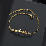 Personalized Name Bracelet with Crystal Heart for Girls