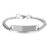 Personalized Stainless Steel Bracelet for Women Men Name Text Smooth Curved