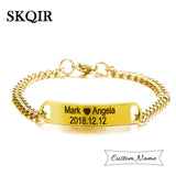 Personalized Stainless Steel Bracelet for Women Men Name Text Smooth Curved