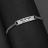 Personalized Stainless Steel Bracelet for Women Men Name Text Smooth Curved