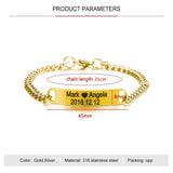 Personalized Stainless Steel Bracelet for Women Men Name Text Smooth Curved