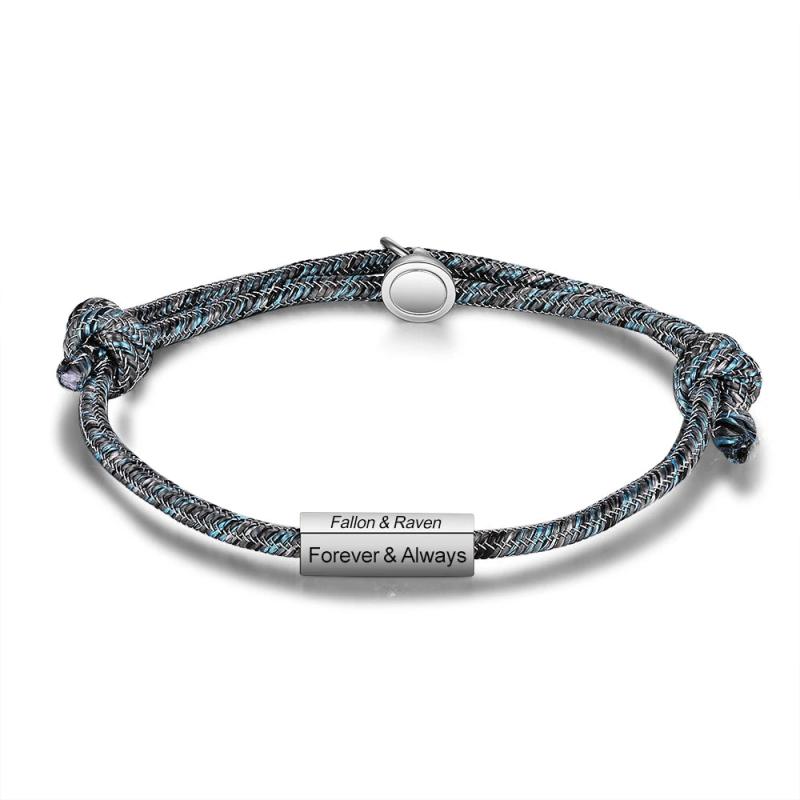 Engraved Name Magnetic Couples Bracelets Stainless Steel