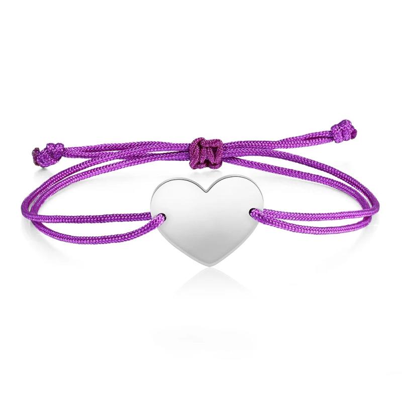 Personalized Couples Bracelet Engraved Stainless Steel Heart Rope Bracelet