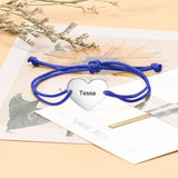 Personalized Couples Bracelet Engraved Stainless Steel Heart Rope Bracelet