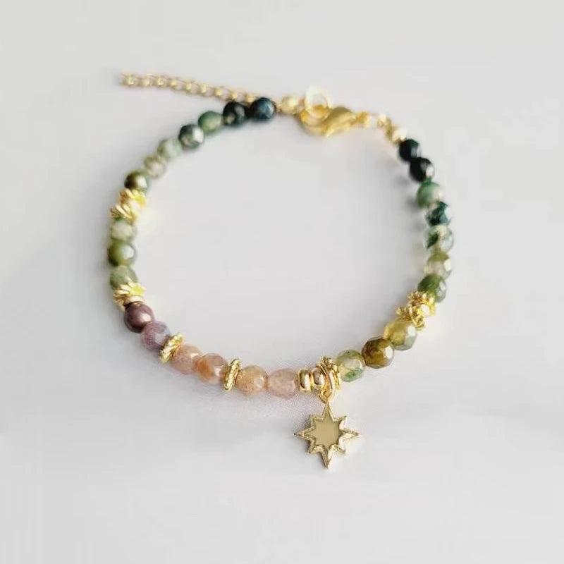 Boho Natural Stone Mix Bracelet with Star Pendant
