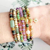 Boho Natural Stone Mix Bracelet with Star Pendant