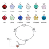 Engraved Name Bracelet with Birthstone & Hearts - Gift for Girlfriend