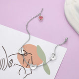 Engraved Name Bracelet with Birthstone & Hearts - Gift for Girlfriend
