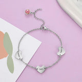 Engraved Name Bracelet with Birthstone & Hearts - Gift for Girlfriend
