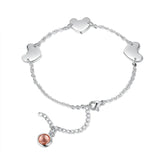 Engraved Name Bracelet with Birthstone & Hearts - Gift for Girlfriend