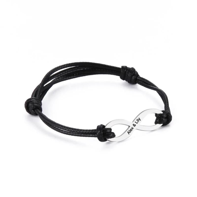 Lemegeton Personalized Bracelet Infinity Charm Leather Bracelets