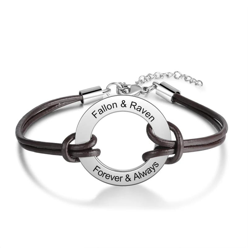 Personalized Engraved Name Leather Bracelet Jewelry