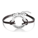 Personalized Engraved Name Leather Bracelet Jewelry