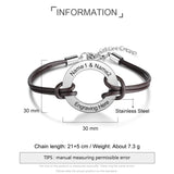 Personalized Engraved Name Leather Bracelet Jewelry