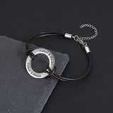 Personalized Engraved Name Leather Bracelet Jewelry
