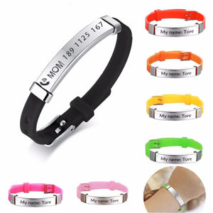 Kids Baby ID Bracelets Soft Silicone Rudder Stainless Steel