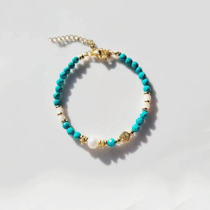 Eye Beads Bracelet with Freshwater Pearl Natural Stone