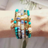 Eye Beads Bracelet with Freshwater Pearl Natural Stone