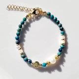 Eye Beads Bracelet with Freshwater Pearl Natural Stone