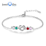 Personalized Heart Knot Bracelet with Birthstones for Women
