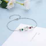 Personalized Heart Knot Bracelet with Birthstones for Women