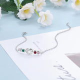Personalized Heart Knot Bracelet with Birthstones for Women